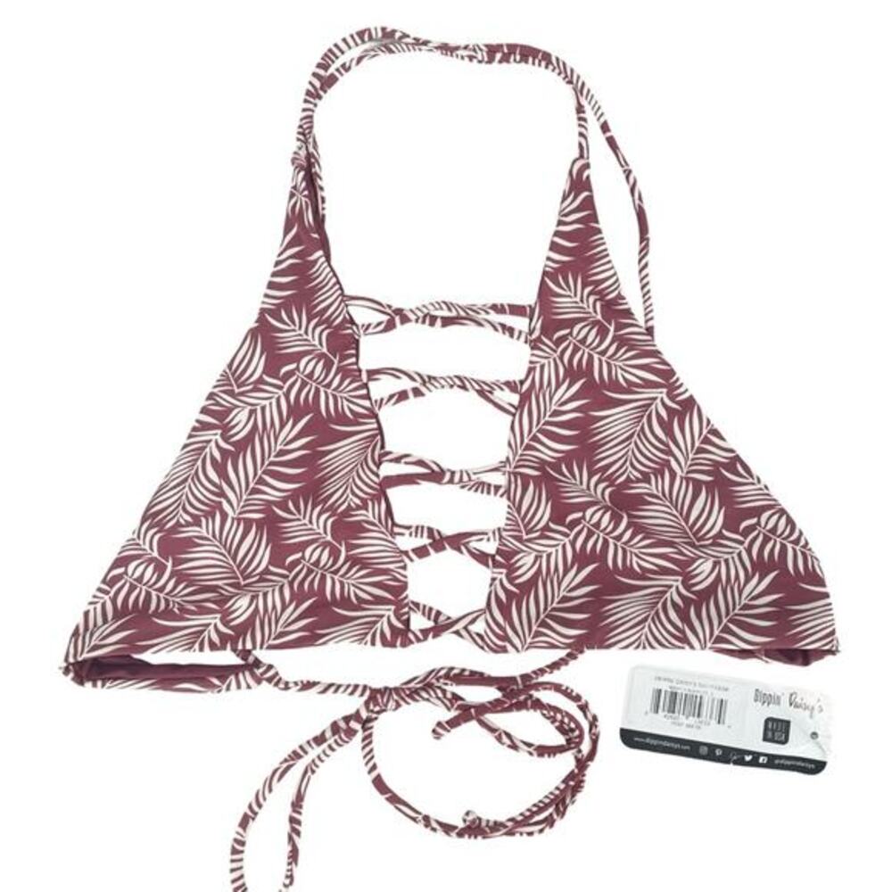 ✨NWT Dippin' Daisy's Maroon Leaf Bikini Top Small